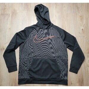 Nike Hoodie Men Therma Dri-Fit Swoosh Pullover Training size XL Black Sweatshirt